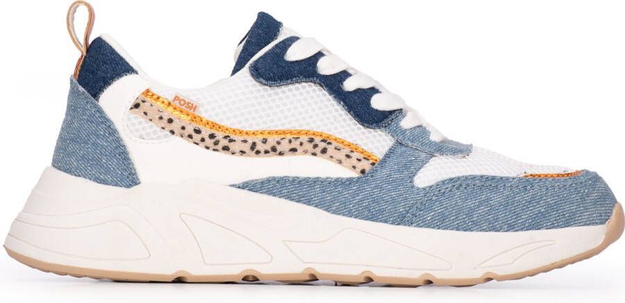 POELMAN C18582X7PSH11 denim jeans comb Blauw Mesh Lage sneakers Dames