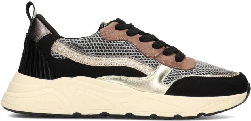 POSH by Poelman CHARLIE Dames Sneakers Zwart Met Bruin