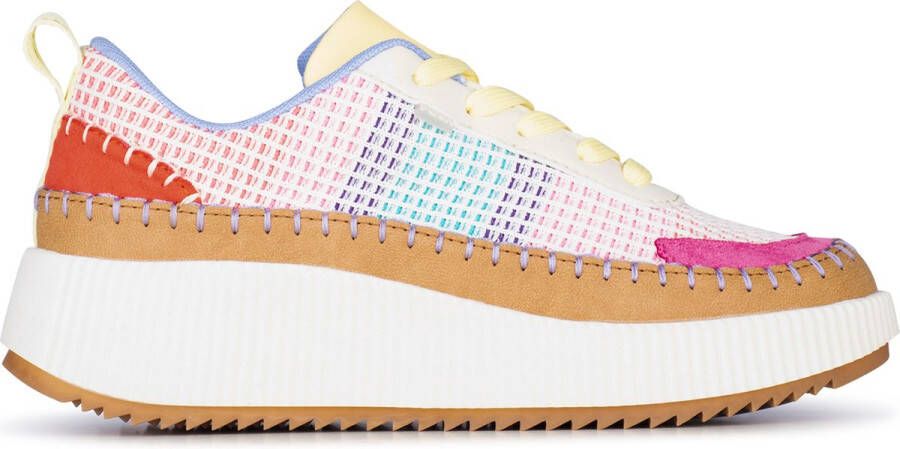 Poelman Sneakers laag lichtblauw geel groen pink