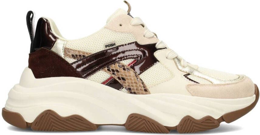POSH by Poelman GIGI Dames Sneakers Bruin Met Beige - Foto 2