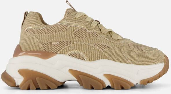 POSH by Poelman Glitter Sneakers beige Textiel Dames