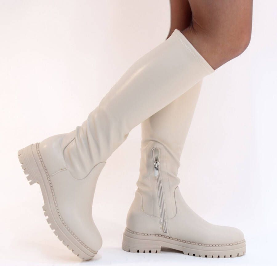 PS Poelman - Enkellaarsjes voor dames - Beige - Nelson.nl