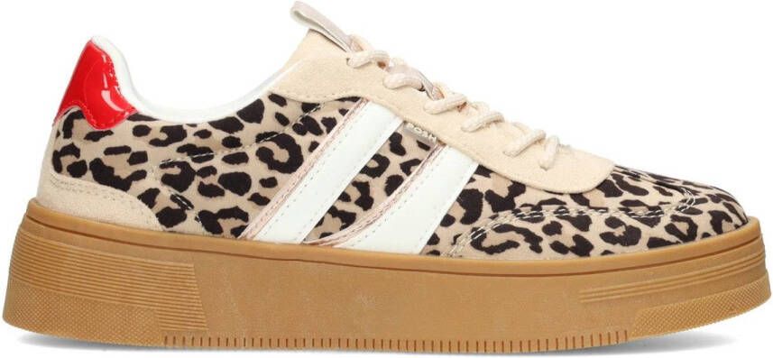 POSH by Poelman Lilly sneakers met panterprint ecru zwart rood