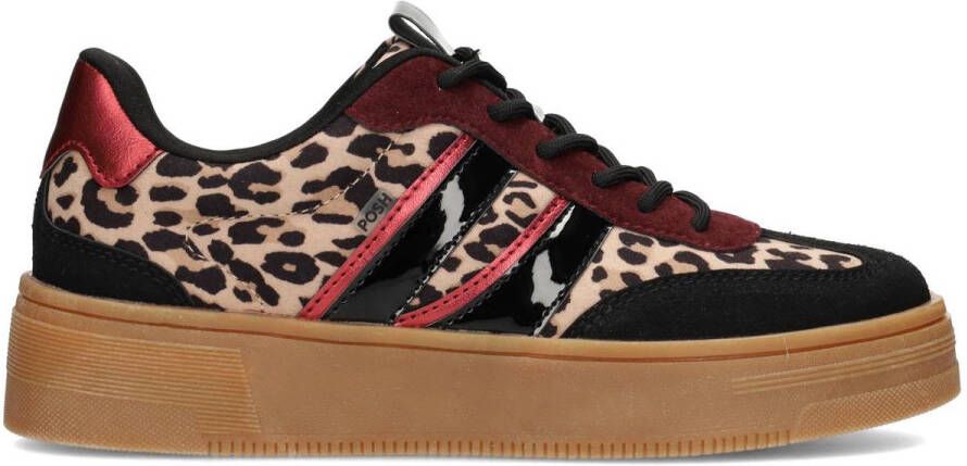 POSH by Poelman LILY Dames Sneakers Zwart Dierenprint