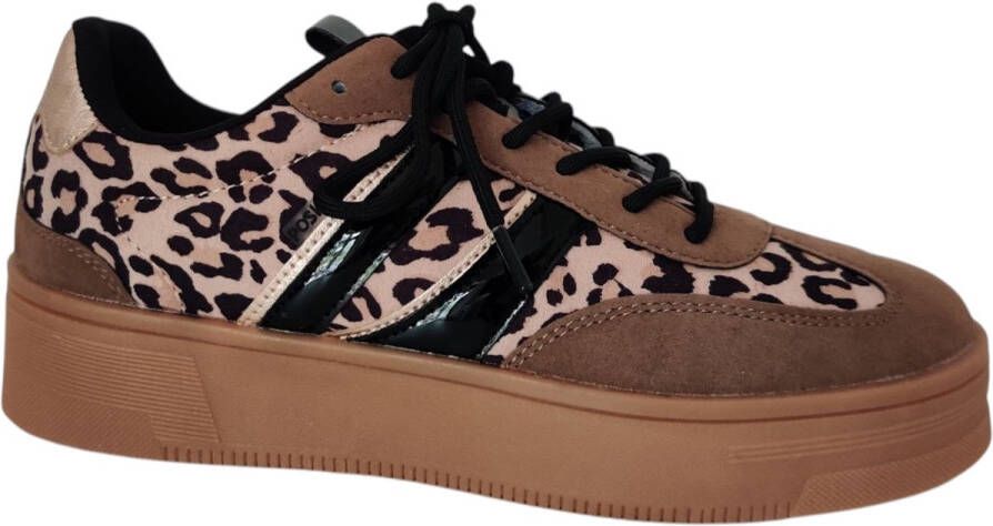 POSH by Poelman LILY Dames Sneakers Bruin Met Beige - Foto 1