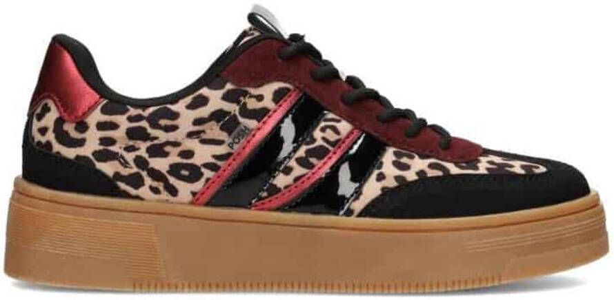 POSH by Poelman Lilly sneakers met panterprint zwart beige - Foto 4