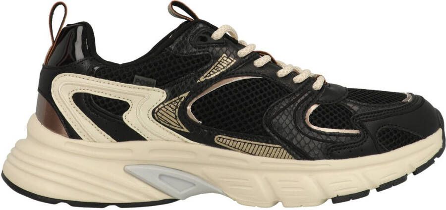 POSH by Poelman LOLA Dames Sneakers Zwart Met Goud Combinatie