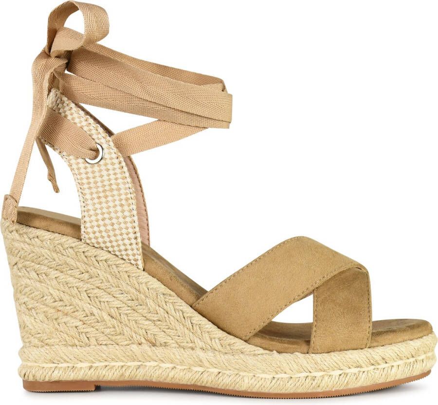 POSH by Poelman LOU Dames Sandalen Espadrilles Beige