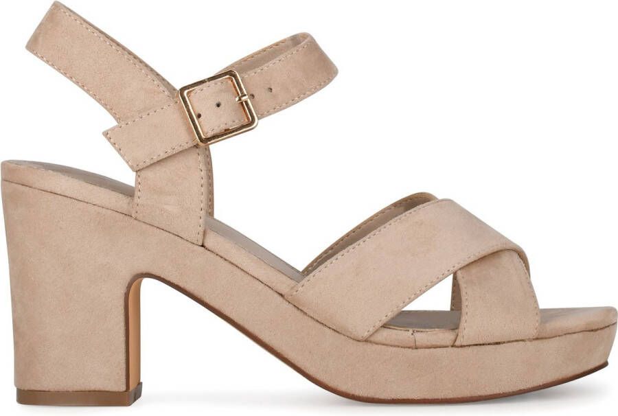 POELMAN C0118-15PSH sandaal sand Beige Suedelook Sandalen met hak Dames
