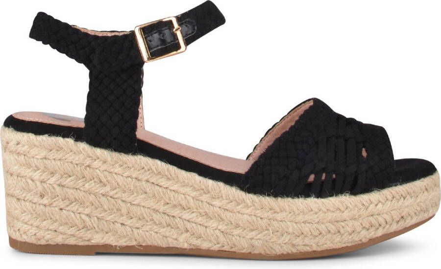 POSH by Poelman NANA Dames Sandalen Espadrilles Zwart - Schoenen.nl