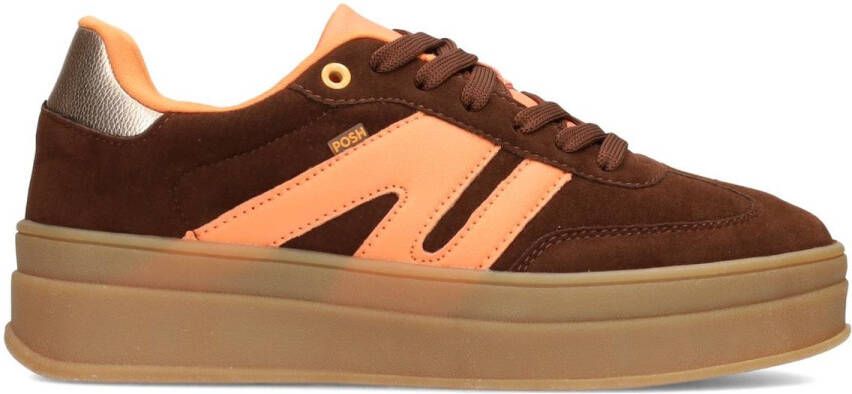 POSH by Poelman NOË Dames Sneakers Donker Bruin