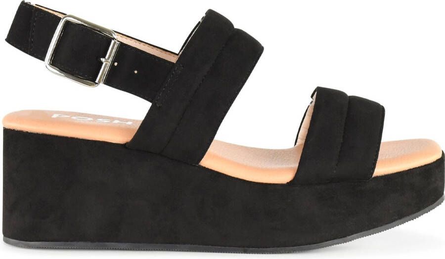 POSH by Poelman PARIS Dames Sandalen met plateauzool Zwart