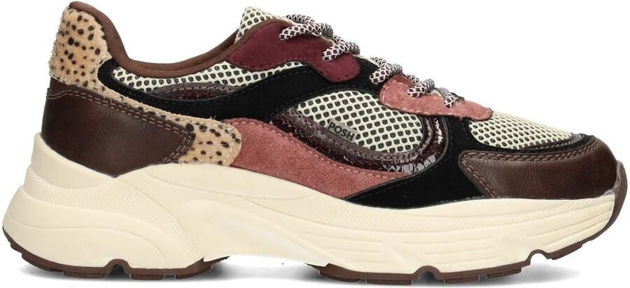 POSH by Poelman ANGY Dames Sneakers Bordeaux met taupe combi