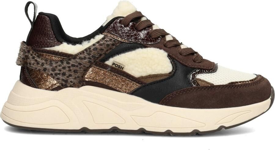 POSH by Poelman Caro chunky suèdelook sneakers bruin - Foto 4