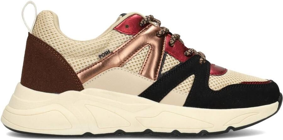POSH by Poelman CAROCEL Dames Sneakers Beige Met Rood Combinatie - Foto 3