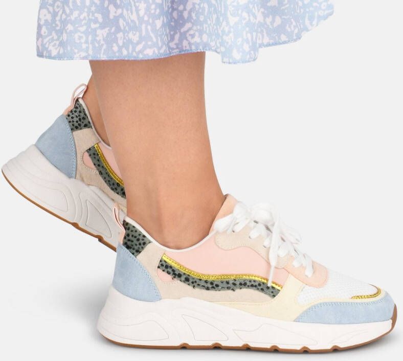 POSH by Poelman Carocel chunky sneakers lichtblauw lichtroze - Foto 3