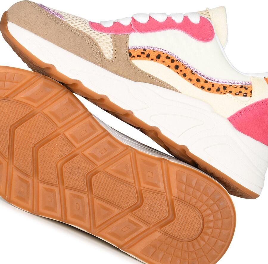 POSH by Poelman CAROCEL Dames Sneakers Beige met combinatie