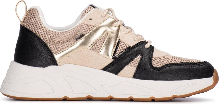 POELMAN zwarte beige sneakers van mesh Zwart Mesh Lage sneakers Dames - Foto 2