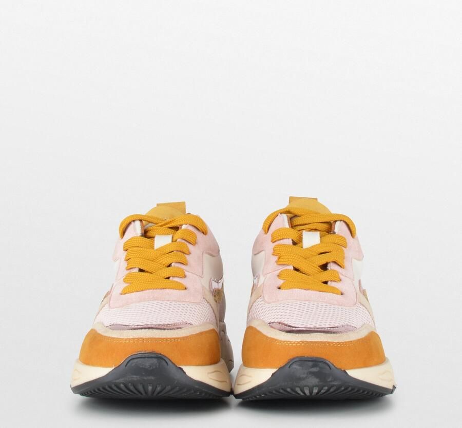 PS Poelman Dames CAROCEL Imitatie Leren Suède PU Runner Sneakers met Beige Profielzool Beige Roze - Foto 8