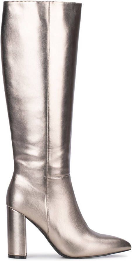 POSH by Poelman POSH by Poelman DamesLaarzen Grijs Imitatieleer Synthetisch Gun Metallic