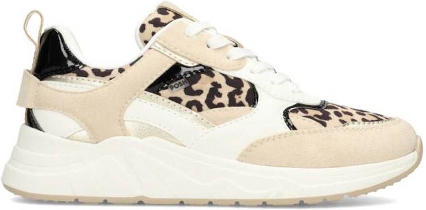 POSH by Poelman POSH by Poelman DamesSneaker Beige Imitatieleer Leopard