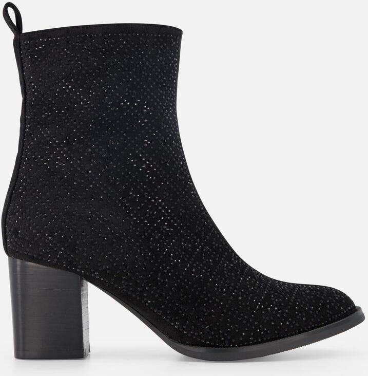 POSH by Poelman Enkellaarsjes zwart Textiel Dames