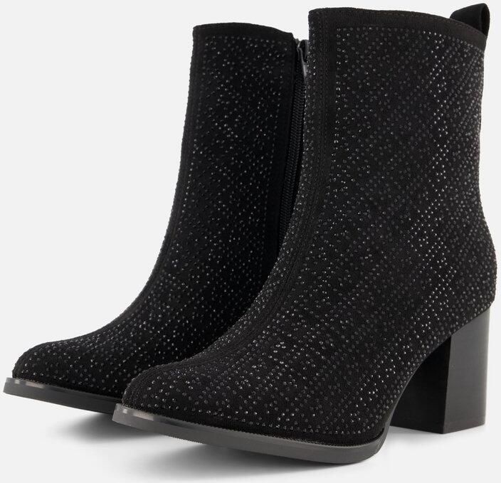 POSH by Poelman Enkellaarsjes zwart Textiel