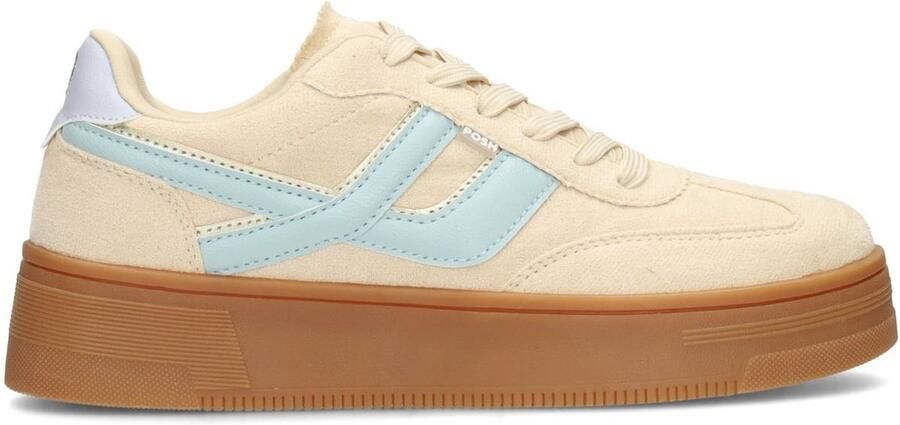 POSH by Poelman GEORGIA Dames Sneakers Beige met mint combinatie