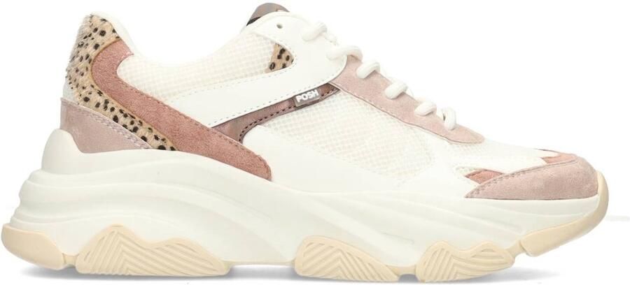POSH by Poelman GIGI Dames Sneakers Wit met roze combinatie