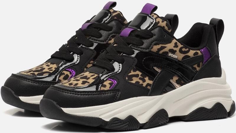 POSH by Poelman Gigi Leopard Sneakers zwart Dames