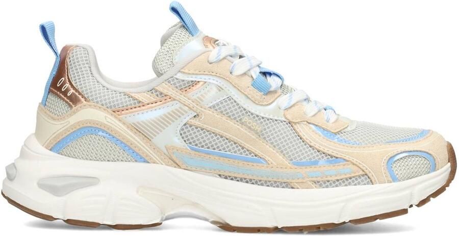 POSH by Poelman HARPER Dames Sneakers Wit met blauwe combinatie