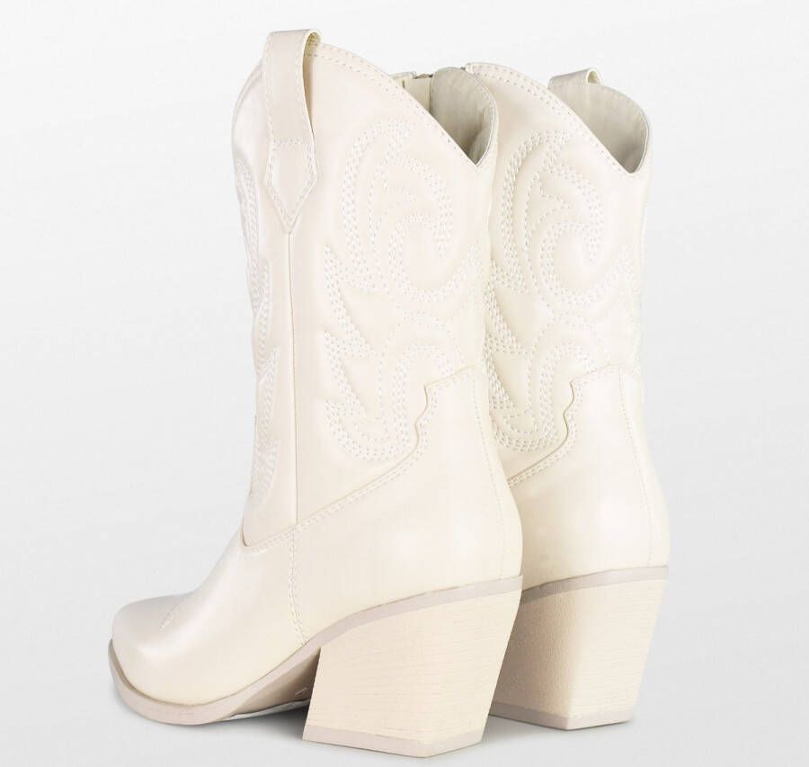 POSH by Poelman JUUL Dames Western Enkel Laarzen Off White - Foto 7