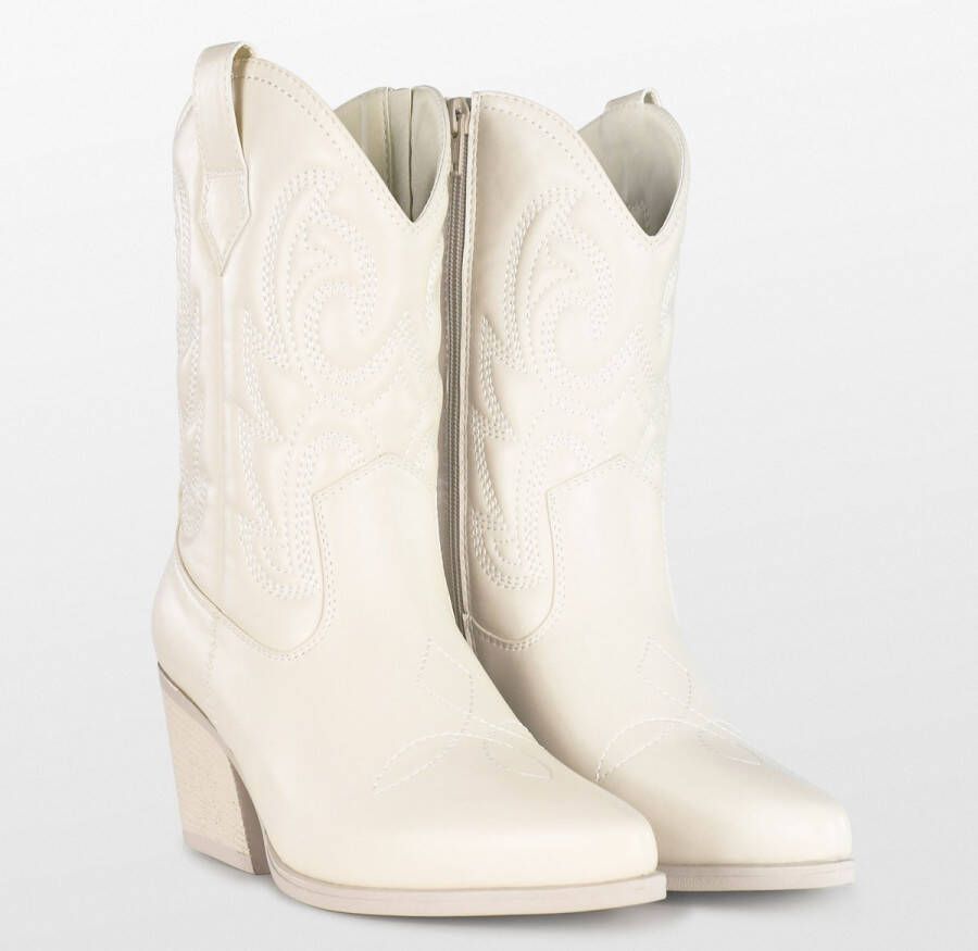 POSH by Poelman JUUL Dames Western Enkel Laarzen Off White - Foto 4