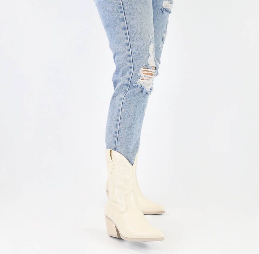 POSH by Poelman JUUL Dames Western Enkel Laarzen Off White - Foto 3