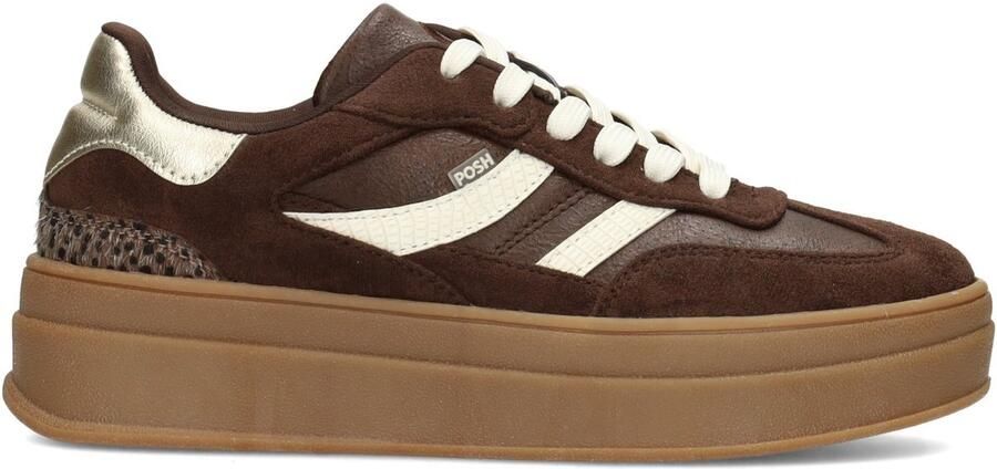 POSH by Poelman MILLIE Dames Sneakers Donker bruin