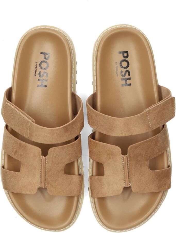 POSH by Poelman Scottie leren slippers beige - Foto 4