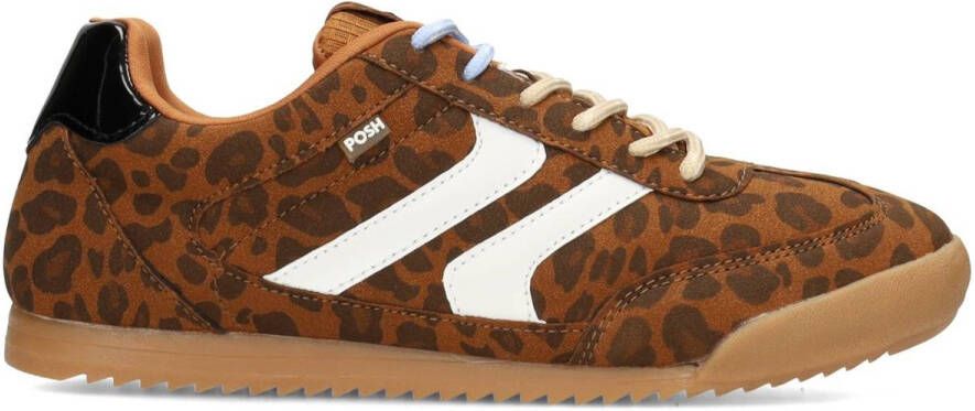 POSH by Poelman SKYE Dames Sneakers Bruin Met Dierenprint