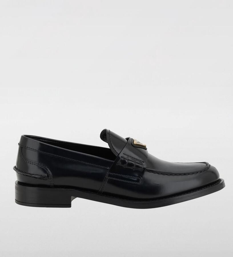 Prada Monolith Patent Leather Loafers Wo Black