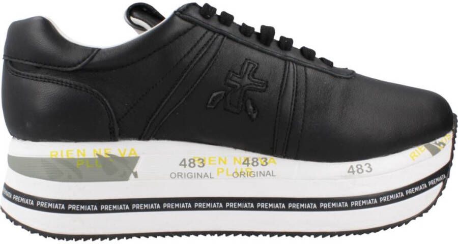 Premiata Zwarte Leren Sneakers met Python Detail Black Dames