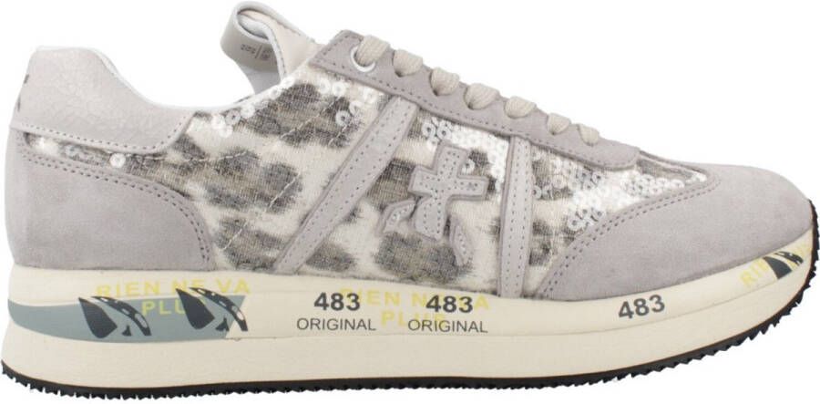 Premiata Grijze Conny Sneakers met Pailletinzetten