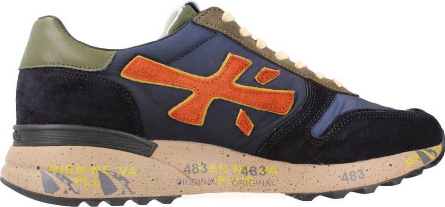 Premiata Heren Mick Sneaker Blauw Oranje