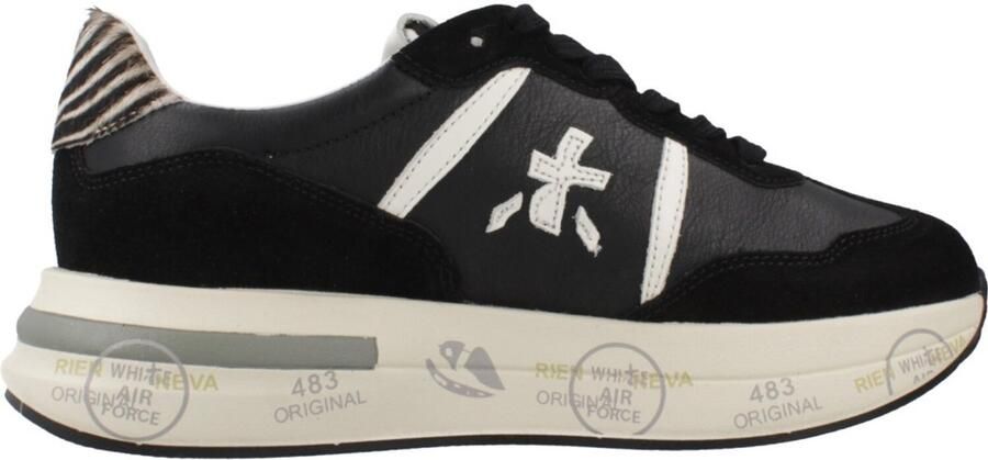 Premiata Zwarte Sneakers met Zebra Detail