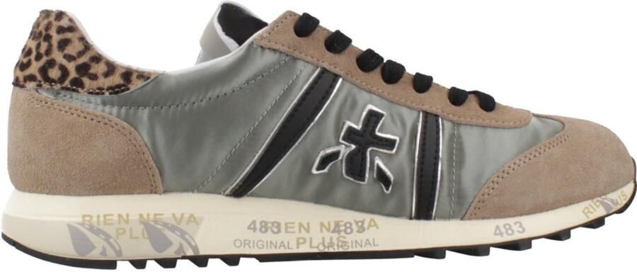 Premiata Bruine Platte Schoenen Animalier Detail Brown Dames