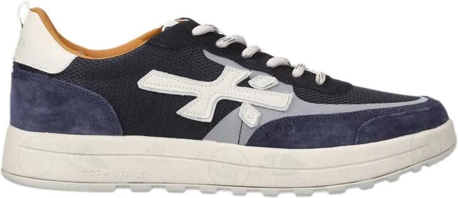 Premiata Blauwe Sneakers met Zool met Symboolprint