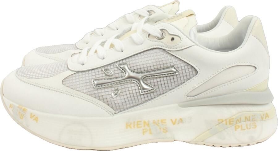 Premiata Witte Sneakers Ronde Neus Logo Patch White Dames