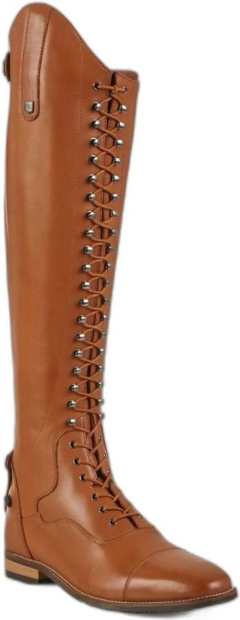 Premier Equine Maurizia Ladies Lace Front Tall Leather Riding Wide Rijlaarzen Bruin