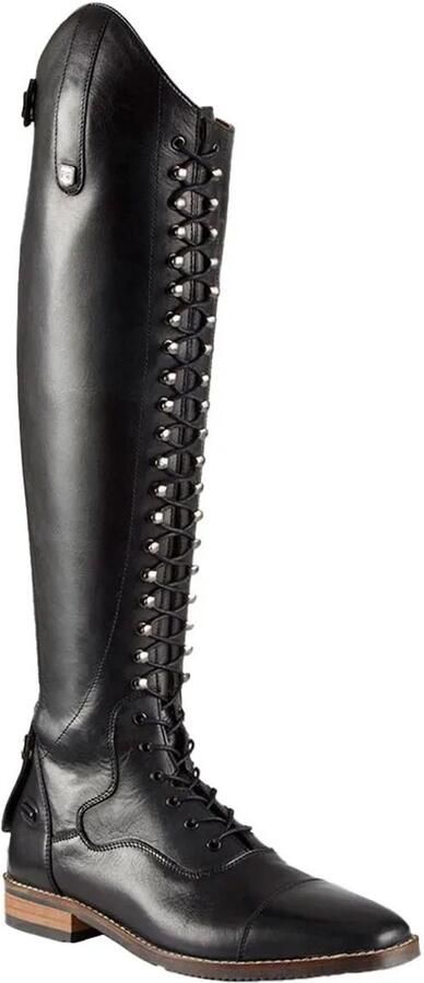 Premier Equine Maurizia Lace Front Tall Leather Riding Wide Rijlaarzen Zwart