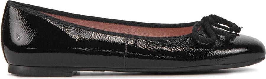 Pretty Ballerinas Zwarte Leren Ballerina met Katoenen Strik Black Dames