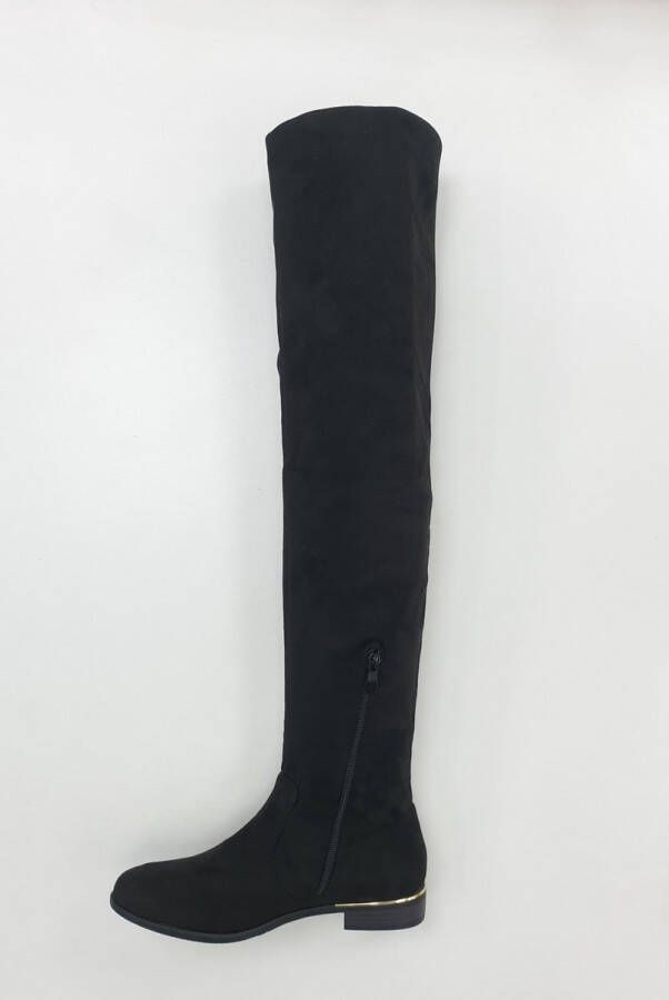 Pretty Shoes Breda Overknee Dames Zwart Kunstsuede - Foto 2