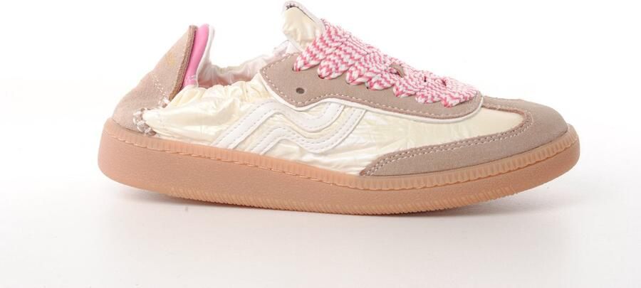 Primabase dames sneaker Vichy suède en textiel beige ecru